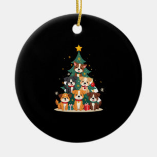 Christmas Dog Tree T-Shirt Cute Funny Puppy Dogs X Ceramic Ornament