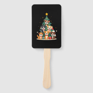Christmas Dog Tree T-Shirt Cute Funny Puppy Dogs X Hand Fan