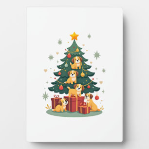 Christmas Dog Tree T-Shirt Cute Funny Puppy Dogs X Plaque