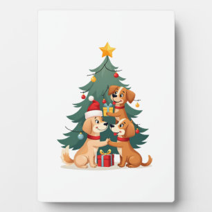 Christmas Dog Tree T-Shirt Cute Funny Puppy Dogs X Plaque