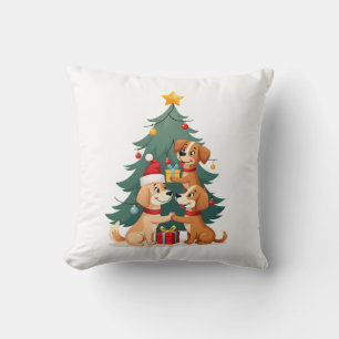 Christmas Dog Tree T-Shirt Cute Funny Puppy Dogs X Throw Pillow