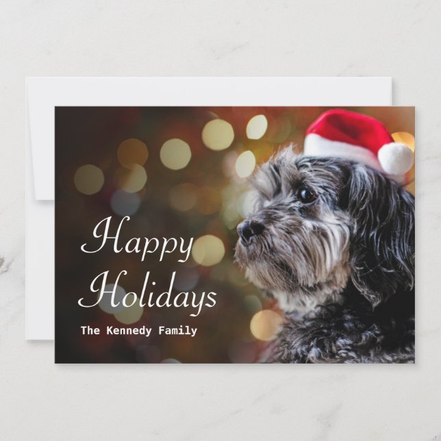 Christmas Dog Waiting For Santa Holiday Card (Front)
