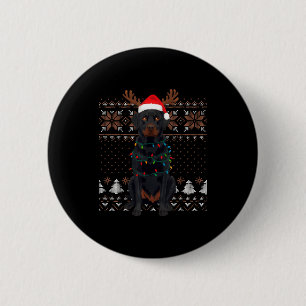 Christmas Dog With Hat And Lights - Funny Holiday 2 Inch Round Button