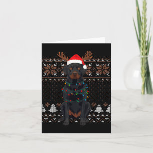 Christmas Dog With Hat And Lights - Funny Holiday  Card