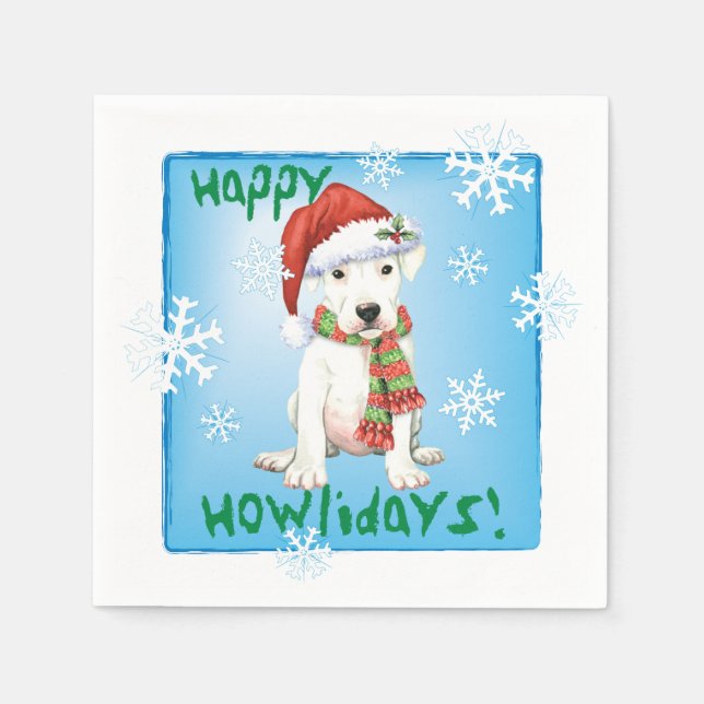 Christmas Dogo Argentino Napkin (Front)