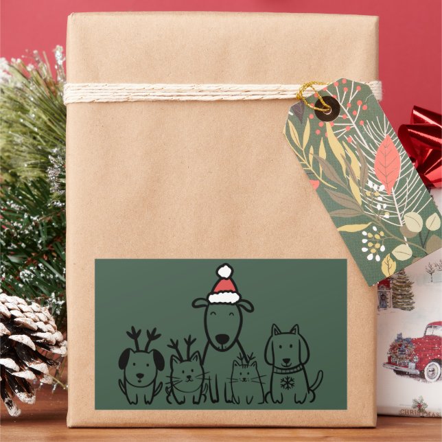 Christmas Dogs and Cats Reindeer Holiday Sticker (Holiday)