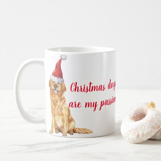 Christmas Dogs Are My Passion Quote For Dog Lovers Coffee Mug (With Donut)