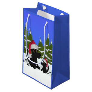 Christmas Dogs Blue Small Gift Bag