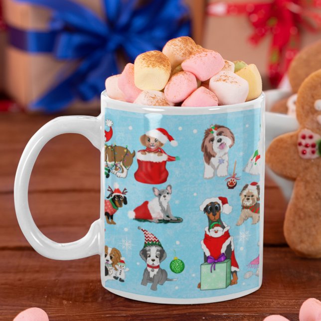 Christmas Dogs Celebration  Coffee Mug (Unleash the Holiday Spirit with Our Paw-fect Christmas Pups! Grab Your Merry Mugs Now!)