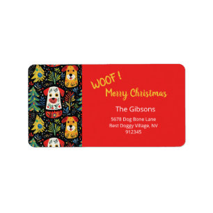 Christmas Dogs Cute Return Address Label