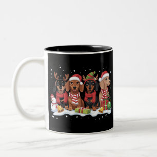 Christmas Dogs Dachshund Lover Dog Mom  Two-Tone Coffee Mug