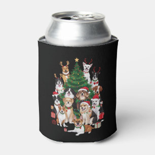 Christmas Dogs Dog Lover Holiday Dog Mom  Can Cooler