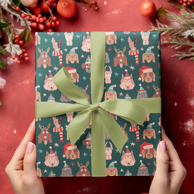 Christmas Dogs Hand Drawn Pattern Wrapping Paper (Creator Uploaded)