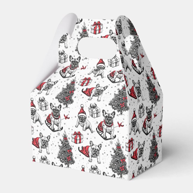 Christmas dogs in art book style sketch favor box (Front Side)
