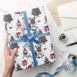 Christmas dogs in art book style sketch wrapping paper
