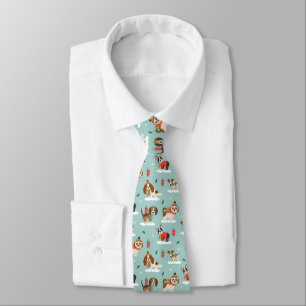 Christmas Dogs in Cozy Scarves Pattern Tie
