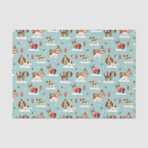 Christmas Dogs in Cozy Scarves Pattern Tissue Paper