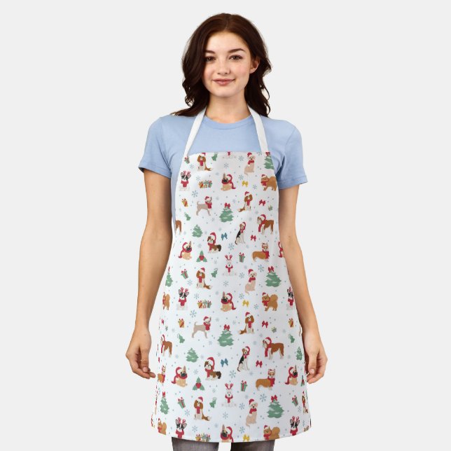Christmas Dogs in Holiday Accessories Apron (Worn)