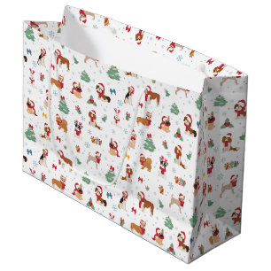 Christmas Dogs in Holiday Accessories Large Gift Bag