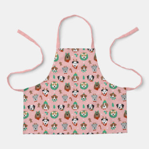 Christmas Dogs in Holiday Accessories Pattern Apron