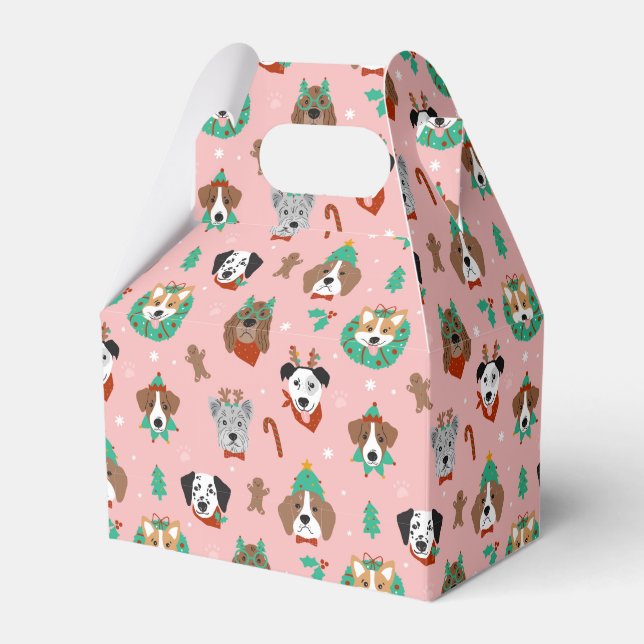 Christmas Dogs in Holiday Accessories Pattern Favor Box (Front Side)