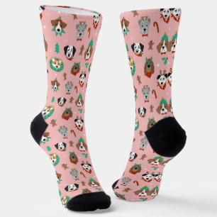Christmas Dogs in Holiday Accessories Pattern Socks