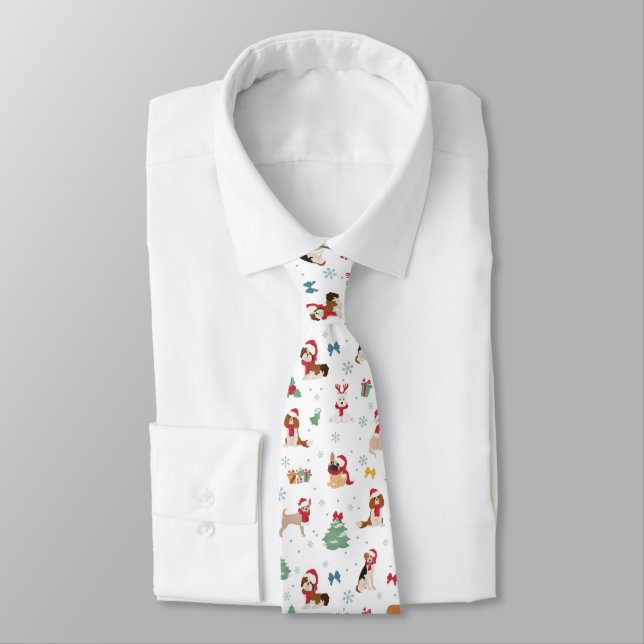 Christmas Dogs in Holiday Accessories Tie (Tied)