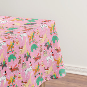 Christmas Dogs in Holiday Outfits Pattern Tablecloth