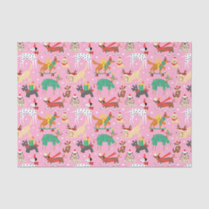 Christmas Dogs in Holiday Outfits Pattern Tissue Paper