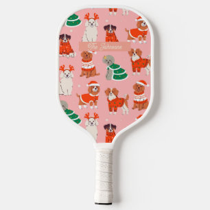 Christmas Dogs Lover Custom Pickleball Paddle