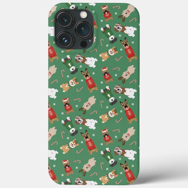 Christmas Dogs Pattern Red Green Case-Mate iPhone Case (Back)