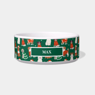 Christmas Dogs Personalized Pet Bowl
