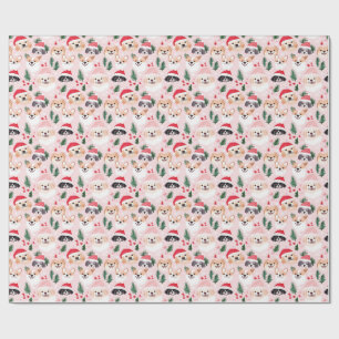 Christmas Dogs Pink Wrapping Paper