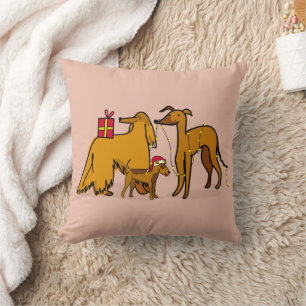 Christmas dogs throw pillow