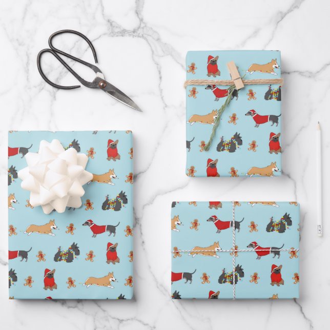 Christmas Dogs Wrapping Paper Sheet (Front)