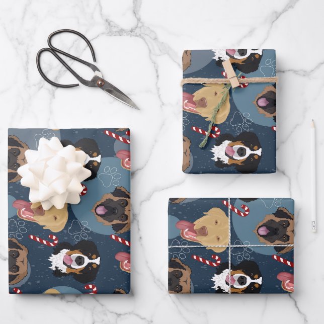 Christmas Dogs Wrapping Paper Sheet (Front)