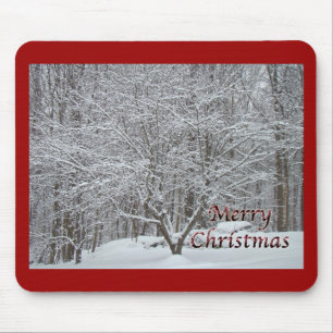 Christmas Dogwood Tree in Snow Mouse Pad