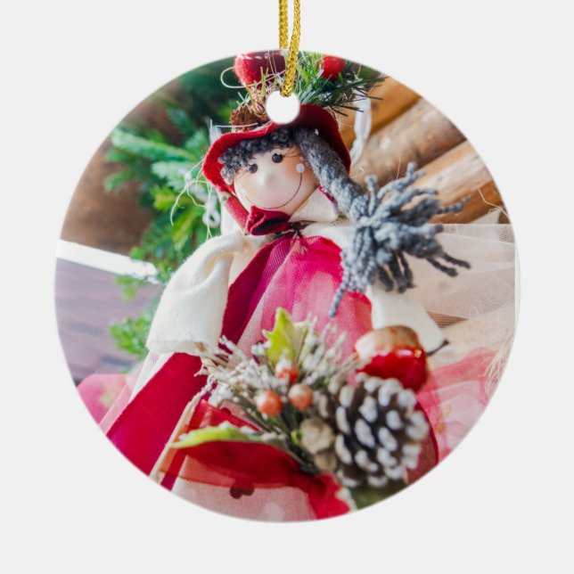 Christmas doll ceramic ornament (Front)