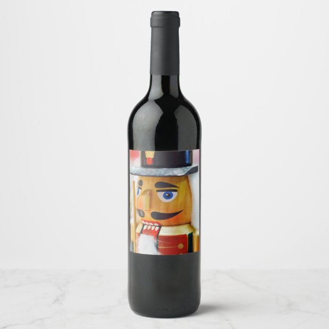 Christmas Doll Swan Lake Nutcracker Festive Wine Label (Front)