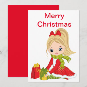 Christmas Doll with Gifts  Holiday Card
