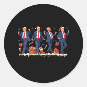 Christmas Donald Trump President 2024 Dancing Funn Classic Round Sticker