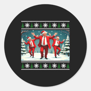 Christmas Donald Trump President 2024 Dancing Funn Classic Round Sticker