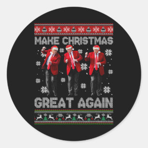 Christmas Donald Trump President 2024 Dancing Funn Classic Round Sticker