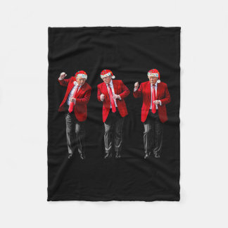 Christmas Donald Trump President 2024 Dancing Funn Fleece Blanket