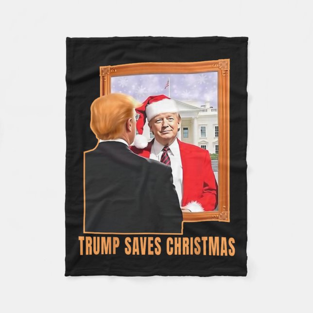 Christmas Donald Trump President 2024 Trump Saves  Fleece Blanket (Front)