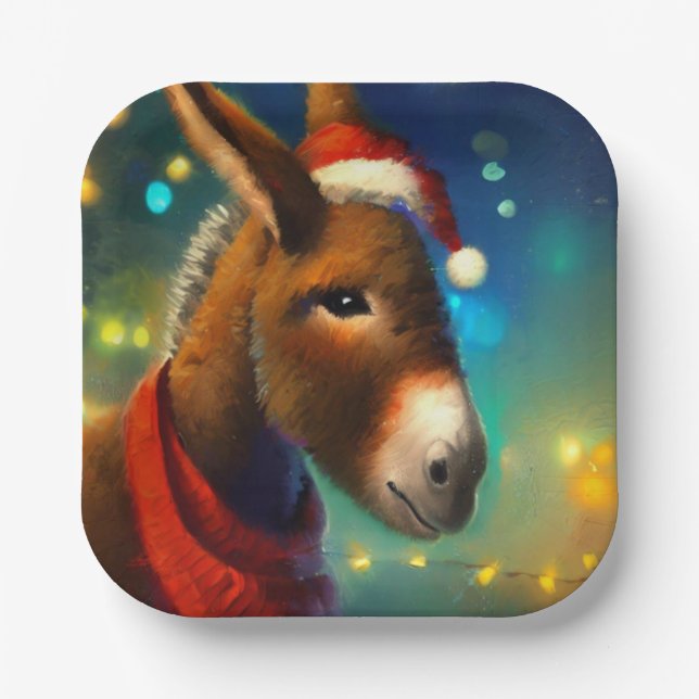 Christmas Donkey 3 Paper Plate (Front)