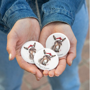 Christmas Donkey, customizable  1 Inch Round Button