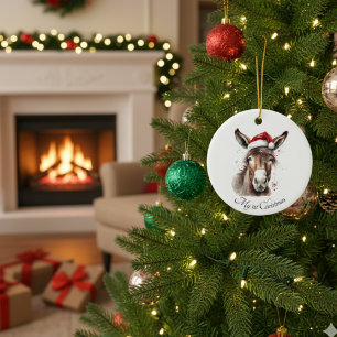 Christmas Donkey, customizable Ceramic Ornament