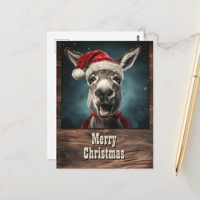 Christmas Donkey Postcard (Front/Back In Situ)