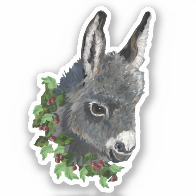 Christmas Donkey Vinyl Sticker (Front)